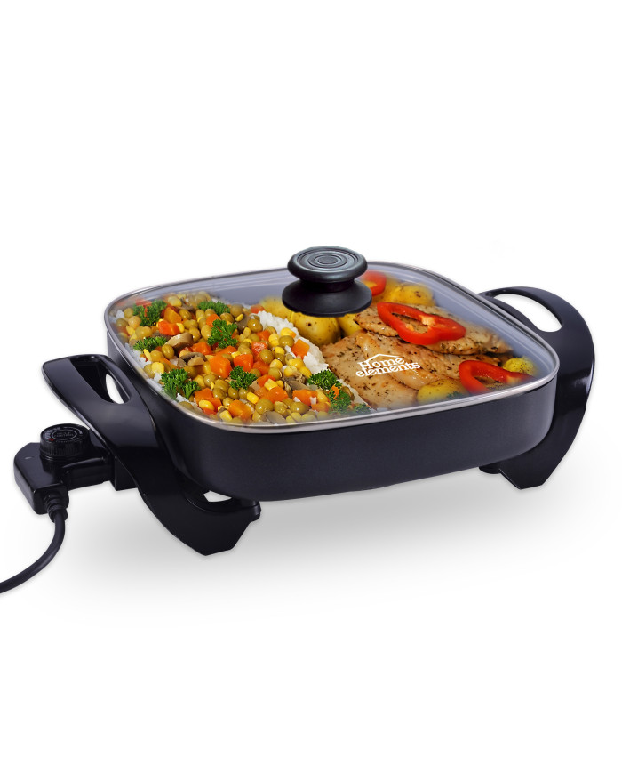 Sarten Electrico Cuadrado 30X30Cms Tapa Vidrio He116B3030